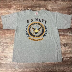 Bayside | GUC American Made Navy Logo Graphic Tee T-Shirt, XL
